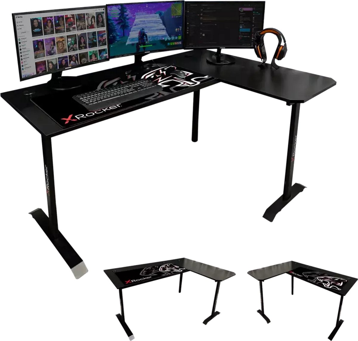 Panther XL Corner Gaming Desk With Smooth-Glide Mousepad - REVERSIBLE
