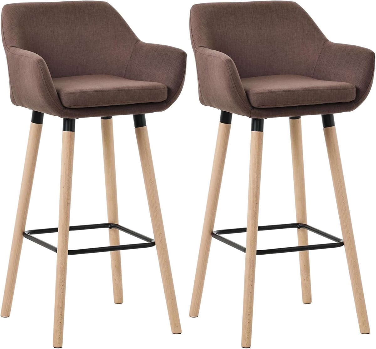Set van 2 Design Barkrukken met Rugleuning - 50x51x101 cm – Stoffen barkrukken - Medahomestore
