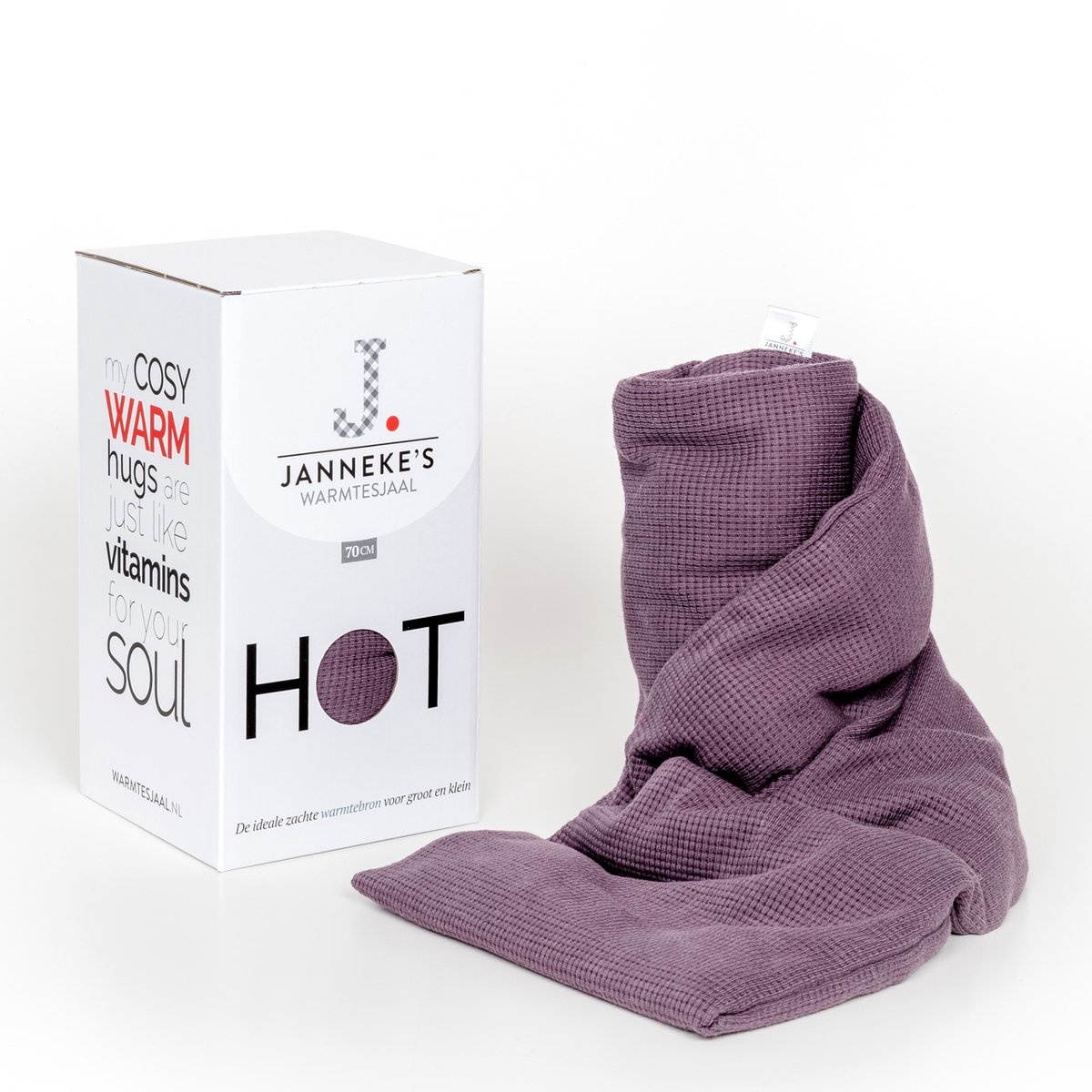 Janneke’s Warmtesjaal® pittenzak magnetron micro - Warmtekussen nek en schouder - lijnzaad - extra lang - wasbare hoes - made in NL - kleur dusty paars