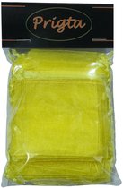 Prigta - Organza Zakjes Geel 7 x 9 cm - 50 stuks - Kleine Cadeauzakjes - Herbruikbaar - Voor Feestjes & Bedankjes - Satijnen Trekkoord
