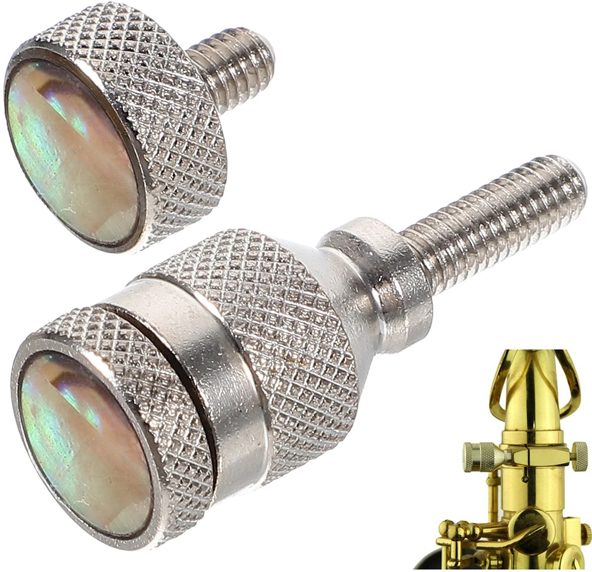 WK Saxofoon Nekschroef – Professionele Koperen Sax Neck Screw met Abalone Inleg – Geschikt voor Sopraan, Alt & Tenor Sax – Duurzame Vervangschroef 30g
