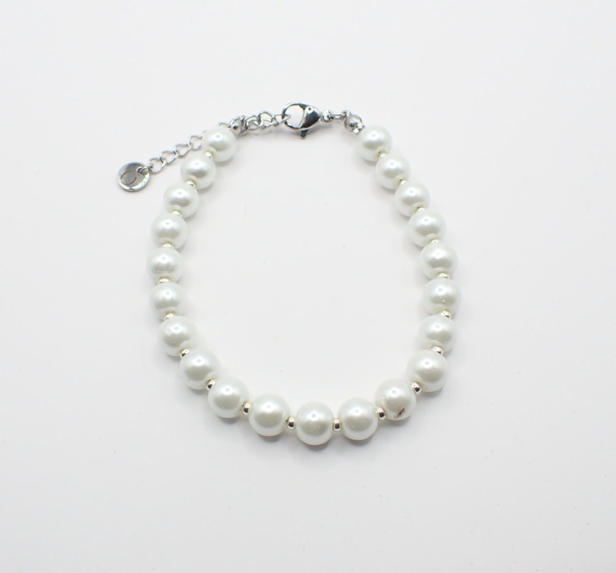 Colure® armband glasparels white 6mm zilveren Miyuki gecombineerd