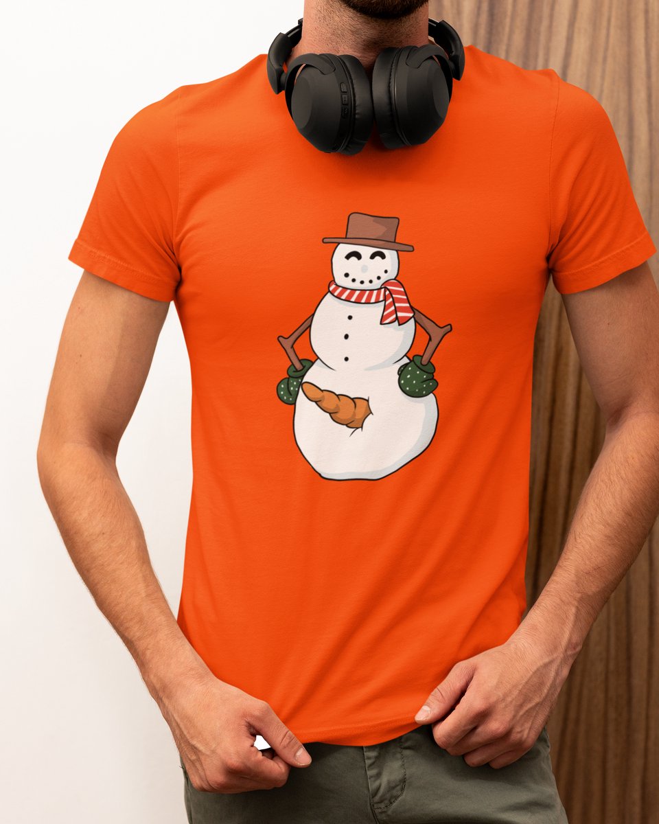 Funny Snowman Kerst - Kerst T-shirt Oranje - Grappig T-shirt - Maat XL - Kerst Cadeau Mannen - Limited Edition