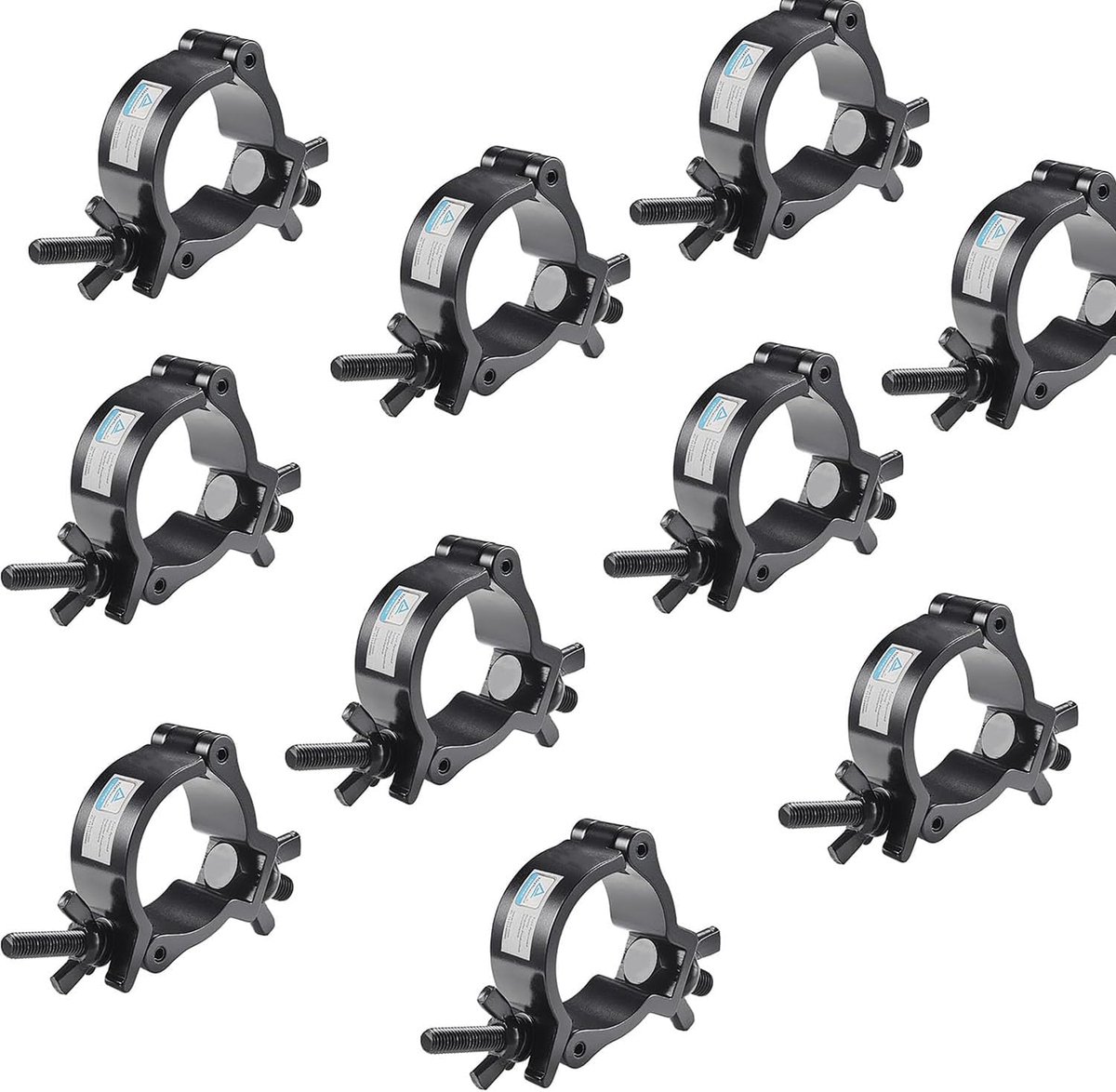 Pack van 10 Stage Light Klemmen - Truss Clamps Zwart Aluminium - Max 100 kg voor 48-51 mm Buizen