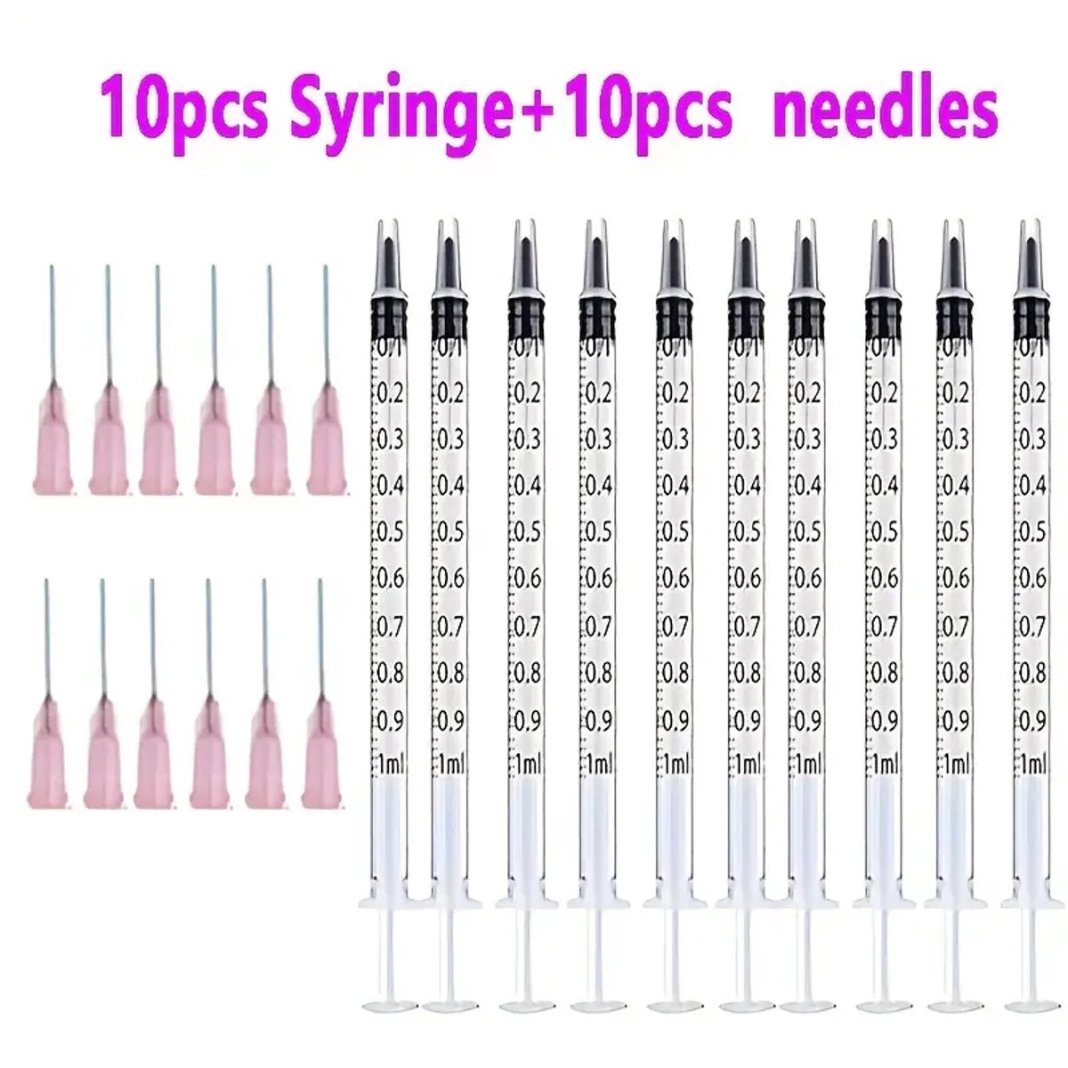 Injectie spuit, Naalden & Slangen - Speciaal Spuiten voor Lab, Diergeneeskunde, Gebruik - Multifunctioneel (Vloeistof/Olie/Voeding voor Huisdieren) - Herbruikbare Meet set 10 stuks