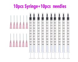 Injectie spuit, Naalden & Slangen - Speciaal Spuiten voor Lab, Diergeneeskunde, Gebruik - Multifunctioneel (Vloeistof/Olie/Voeding voor Huisdieren) - Herbruikbare Meet set - 10 stuks - 1 ml