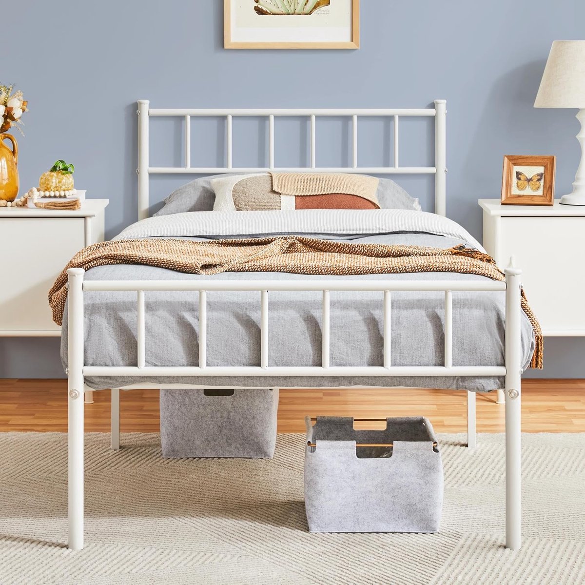 Metal Comfort Bed 90 x - 90x200 cm - Wit - 90 x 200 cm Hoog - Medahomestore