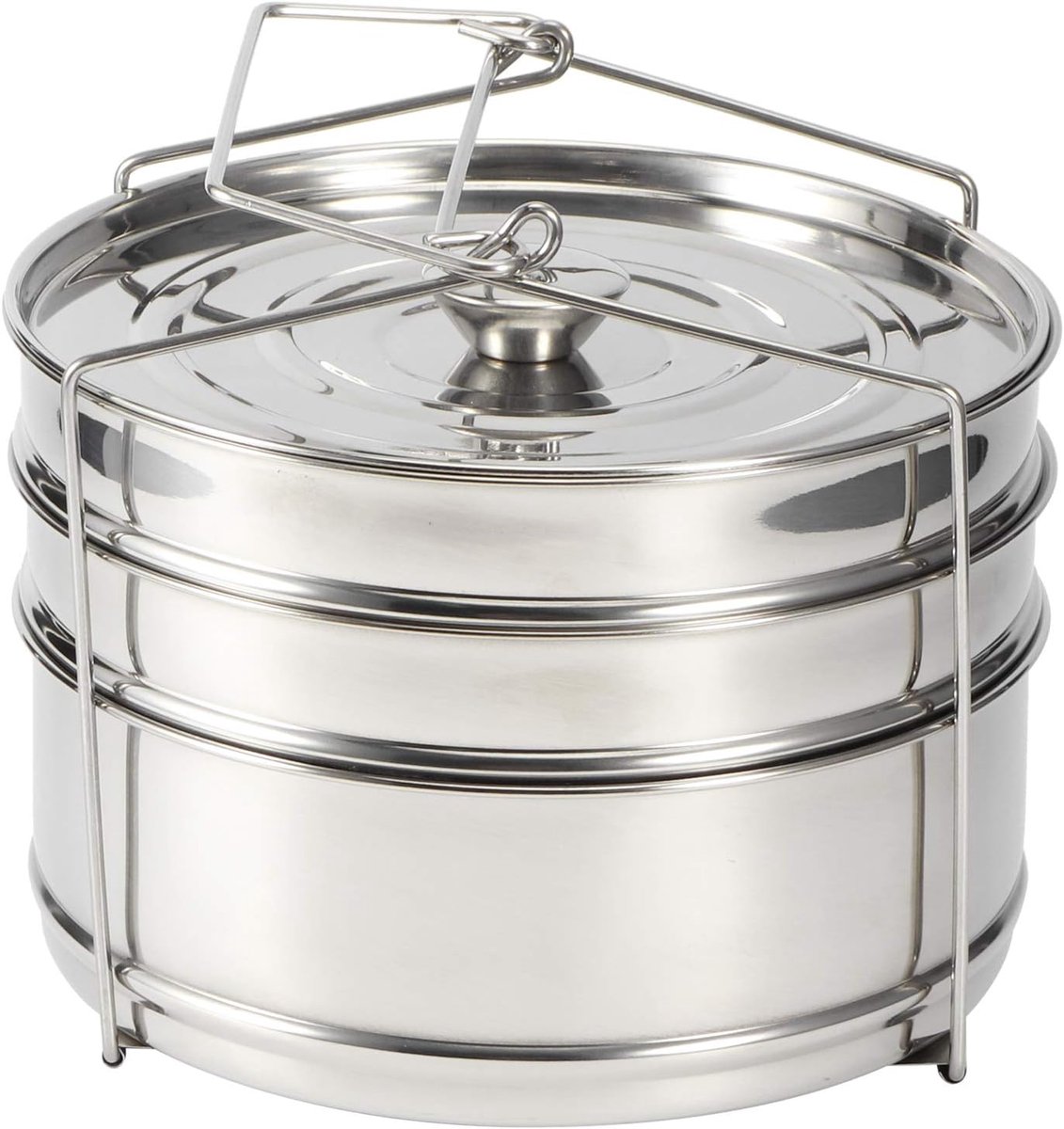 Stackable 3 Tier Rvs Kookpot Set - Koken Food - Drukpot Accessoires - Zilver