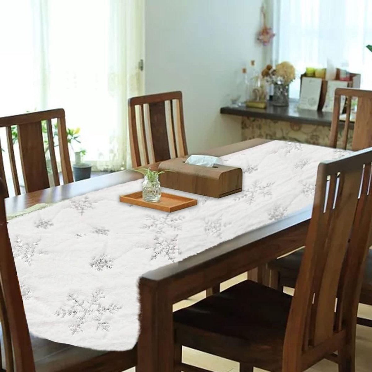 Herbst Table Runner - Moderne Sneeuwvlok - Tafelband 38 x 180 cm - Kerst Tafelkleed
