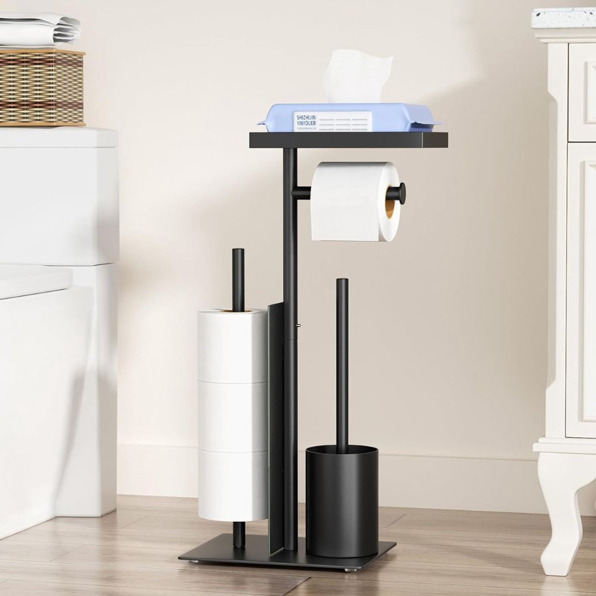 RWB® Toiletbutler - Toiletrolhouder - Multifunctionele Toiletbutler - WC-Borstel - met Plank