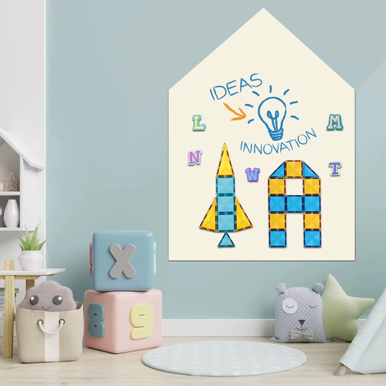Muursticker magnétique Daily Logix - Forme de maison - Hecht multi-surfaces - Fonction tableau noir - Groot format arc/rectangle - Décoration murale éducative pour Enfants - Blanc cassé