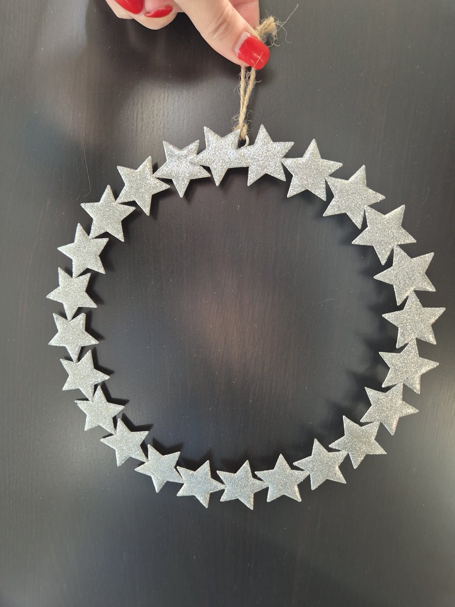 sterrenkrans/zilver/glitter/24 cm
