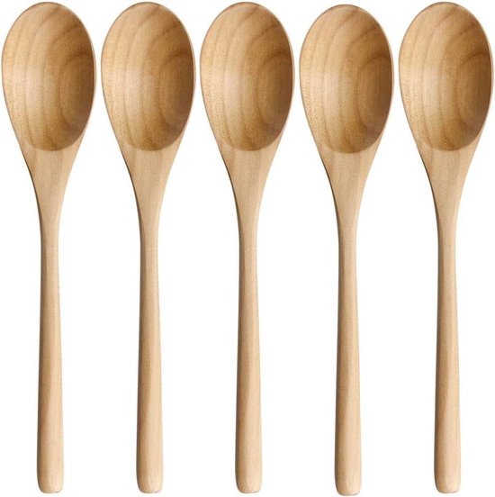Set van 2 houten lepels met lange steel voor de keuken - multifunctioneel