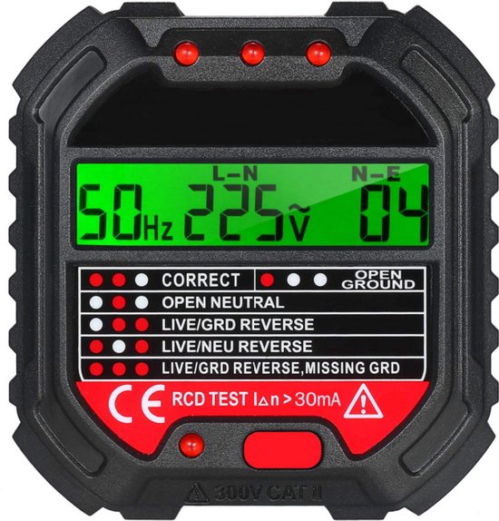 Testeur de prise GFCI avec affichage de tension 90-250 V , détecteur automatique de tension de polarité de Circuit d'alimentation et détecteur de disjoncteur HT107D