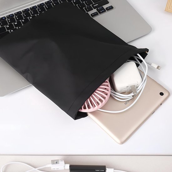 2 stuks PU-opbergtas voor oordopjes, opbergtas met trekkoord voor hoofdtelefoon, beschermtas voor Bluetooth-oordopjes, universele stofdichte draagtas — afbeelding 4