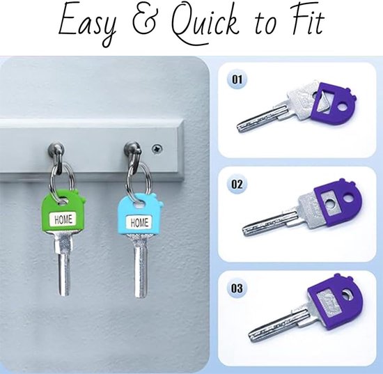 Color Code Key Covers 16 pcs key covers set in 8 colors, identification for silica keys ...