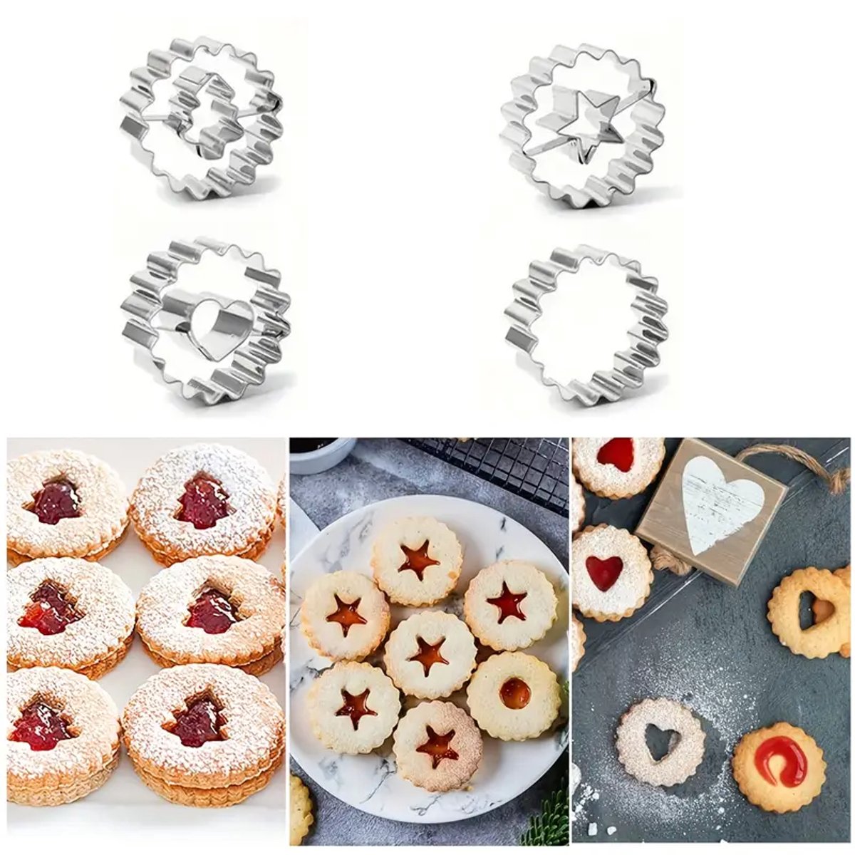 Set van 4 stuks roestvrijstalen koekjesvormpjes - Uitsteekvormen - Kerst