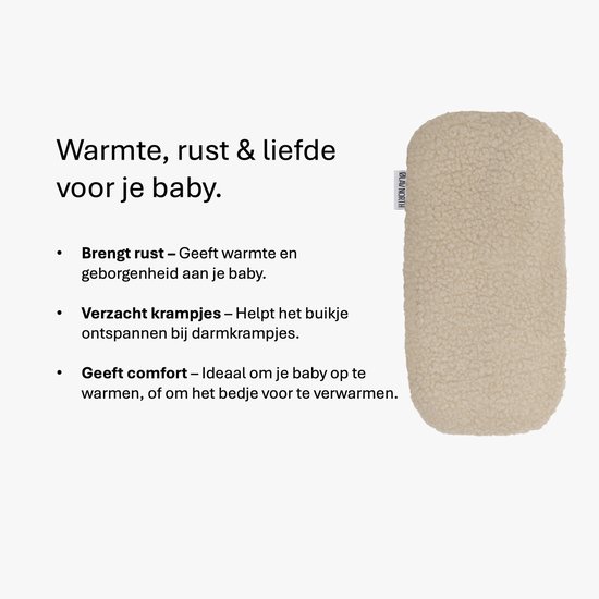 Ølav North Warmtekussen voor baby's - Babykruik met geschenkverpakking - OEKO-TEX® - Pittenzak met teddy hoes - Sand Beige — afbeelding 2
