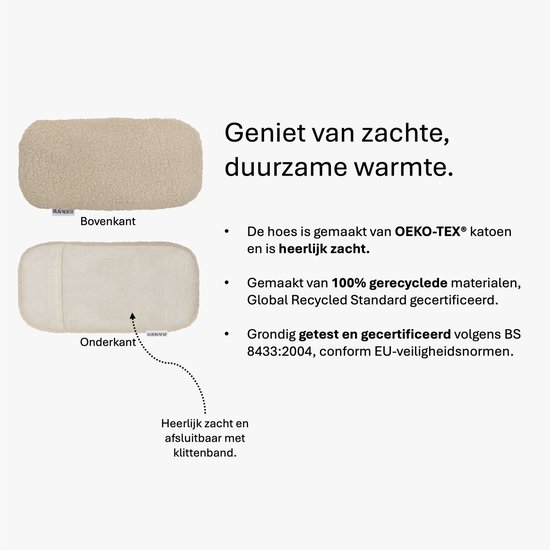 Ølav North Warmtekussen voor baby's - Babykruik met geschenkverpakking - OEKO-TEX® - Pittenzak met teddy hoes - Sand Beige — afbeelding 3