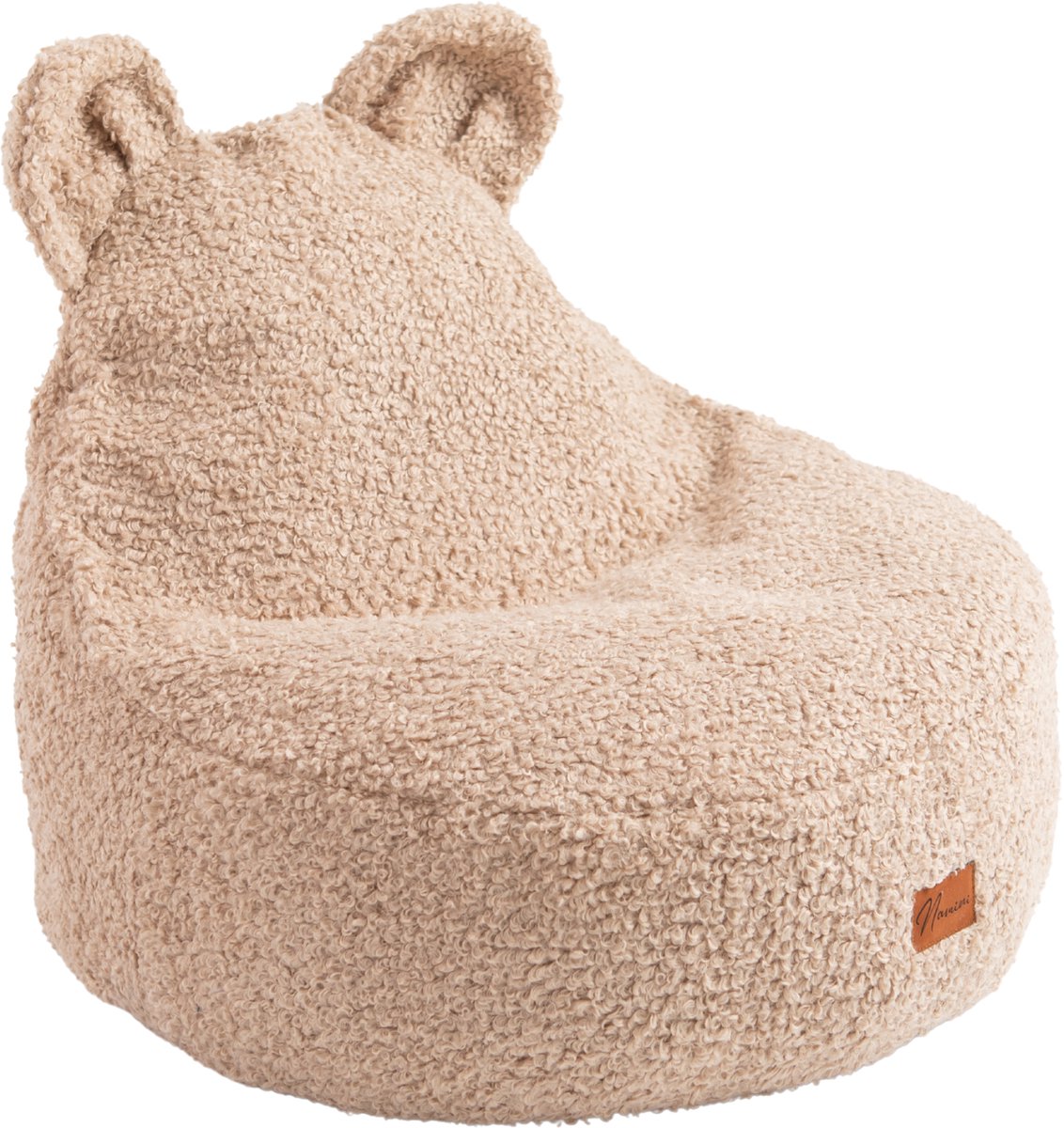 Namini Kinderzitzak CosyBear | Zitzak voor Kinderen | Beanbag Stoel | Gevuld | Afneembare & Uitwasbare hoes | Handgreep | Handgemaakt | Dubbele Ritssluiting | Taupe | 65x65x60cm