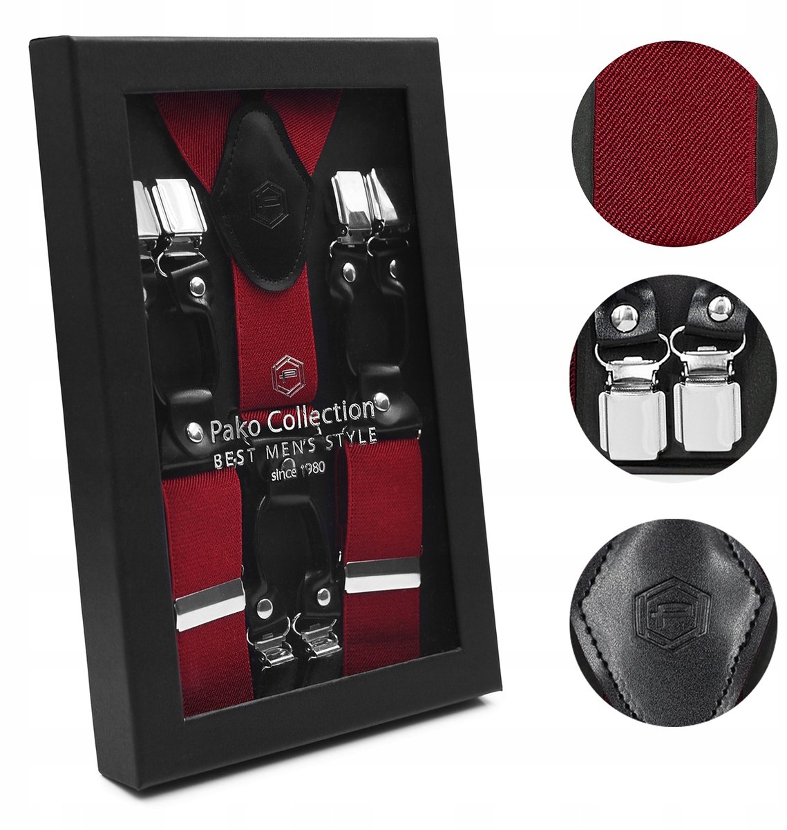 Premium Heren Bretels - Verstelbaar, Elastisch, Rood, Cadeaubox