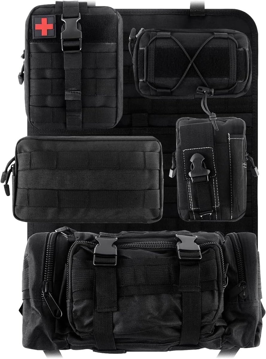 Universele 6-in-1 tactische organizer voor de achterbank - organizer voor de auto - waterdichte Oxford-stof - grote achterbank-organizer voor alle voertuigen