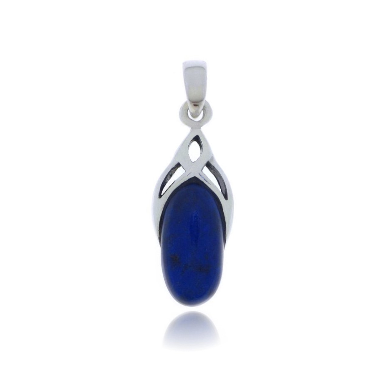 SilverGems Zilveren hanger met ovaal cabouchon geslepen Lapis Lazuli edelsteen