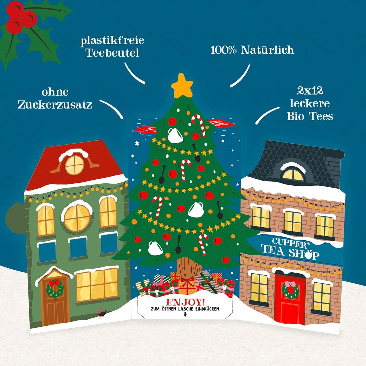 Biologische Thee Adventskalender 2025 – 24 Theezakjes – 2 x 12 Varianten met Twee Exclusieve Smaken – Kerstcadeau Zonder Chocolade – Perfect voor Theeliefhebbers – foto 4
