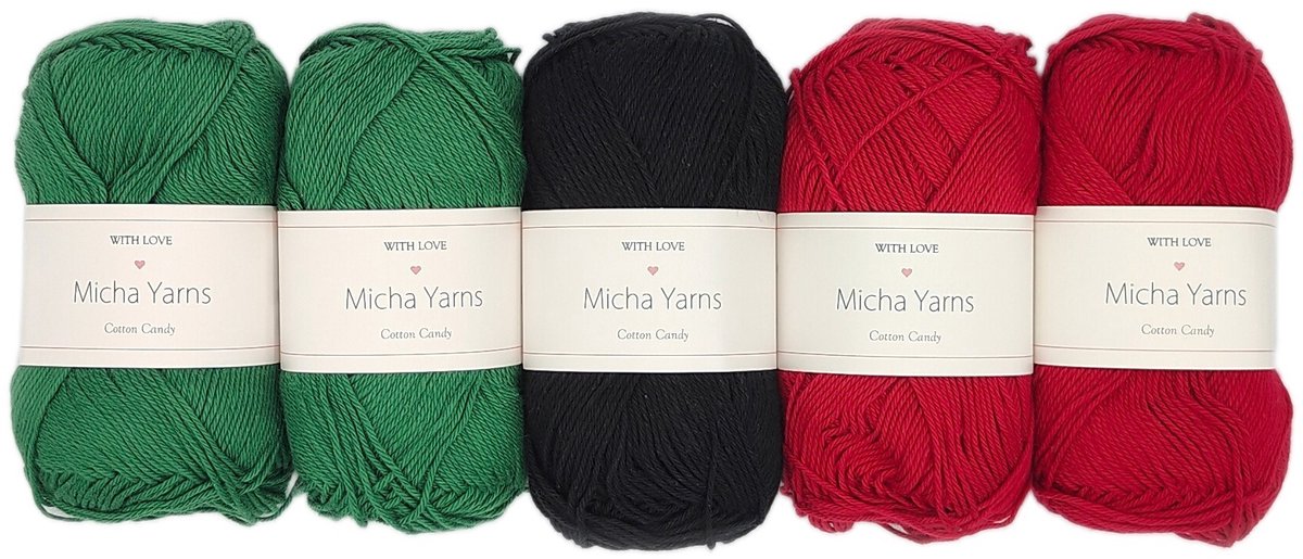 Micha Yarns - 5 bollen haakkatoen pakket - 100% katoen haakgaren - 5 x 50gram - Kerst Special 2 (091)