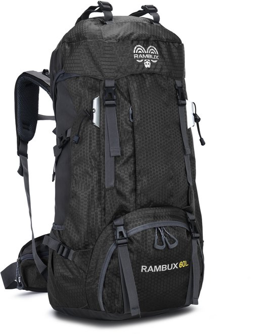 RAMBUX® 60L Wandelrugzak - Hiking & Trekking Backpack - Lichtgewicht Outdoor Rugzak - Zwart