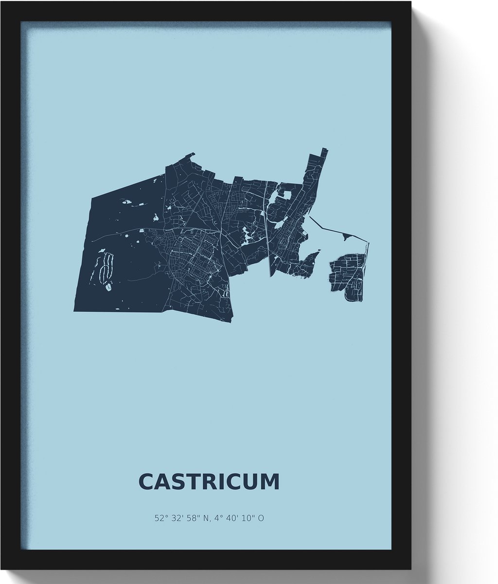 Poster Castricum A3 - 30 x 42 cm - Blauw (Exclusief Lijst)