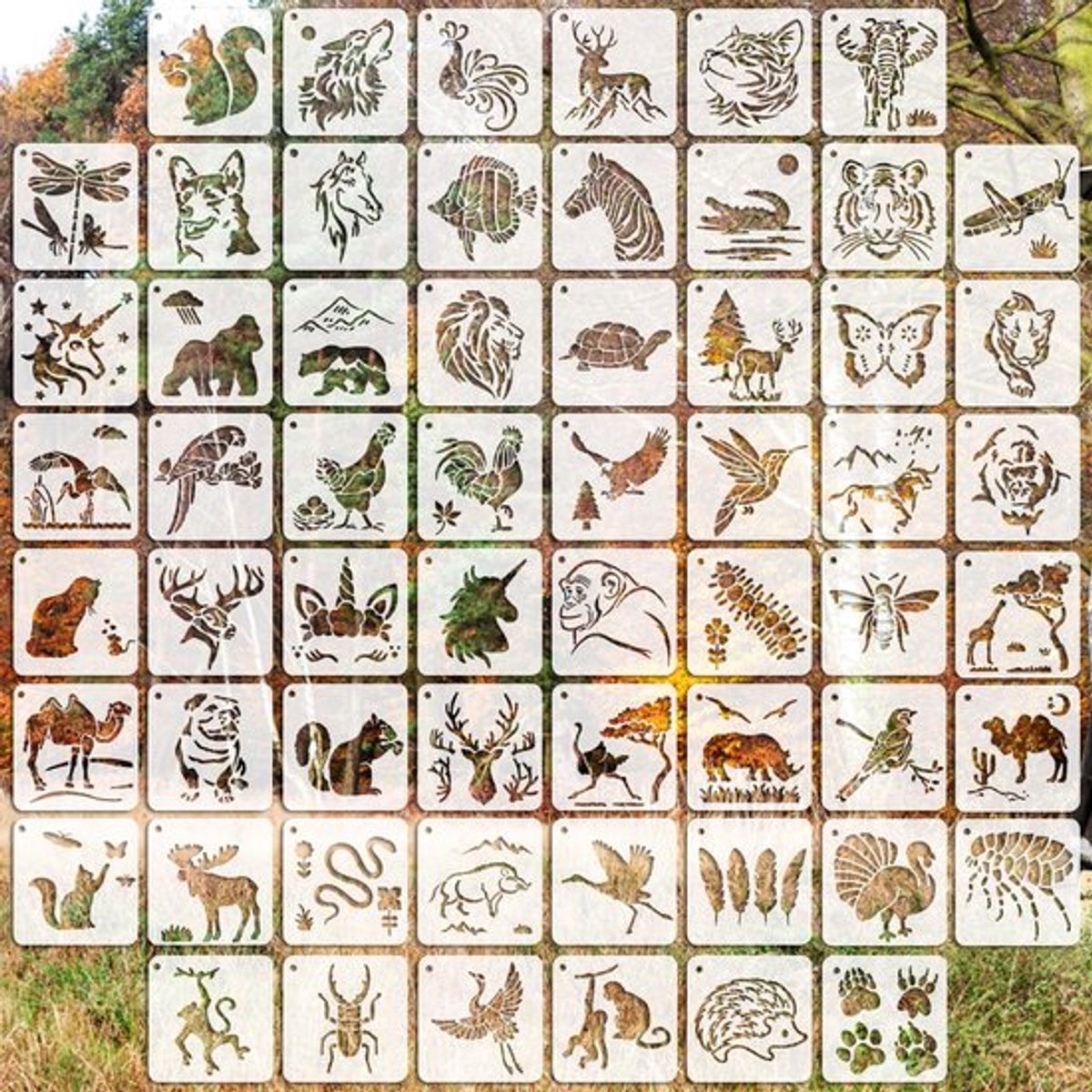 60 Dierenschildersjablonen - Herbruikbaar - 7,6 cm - Voor Knutselen en Doe-Het-Zelf