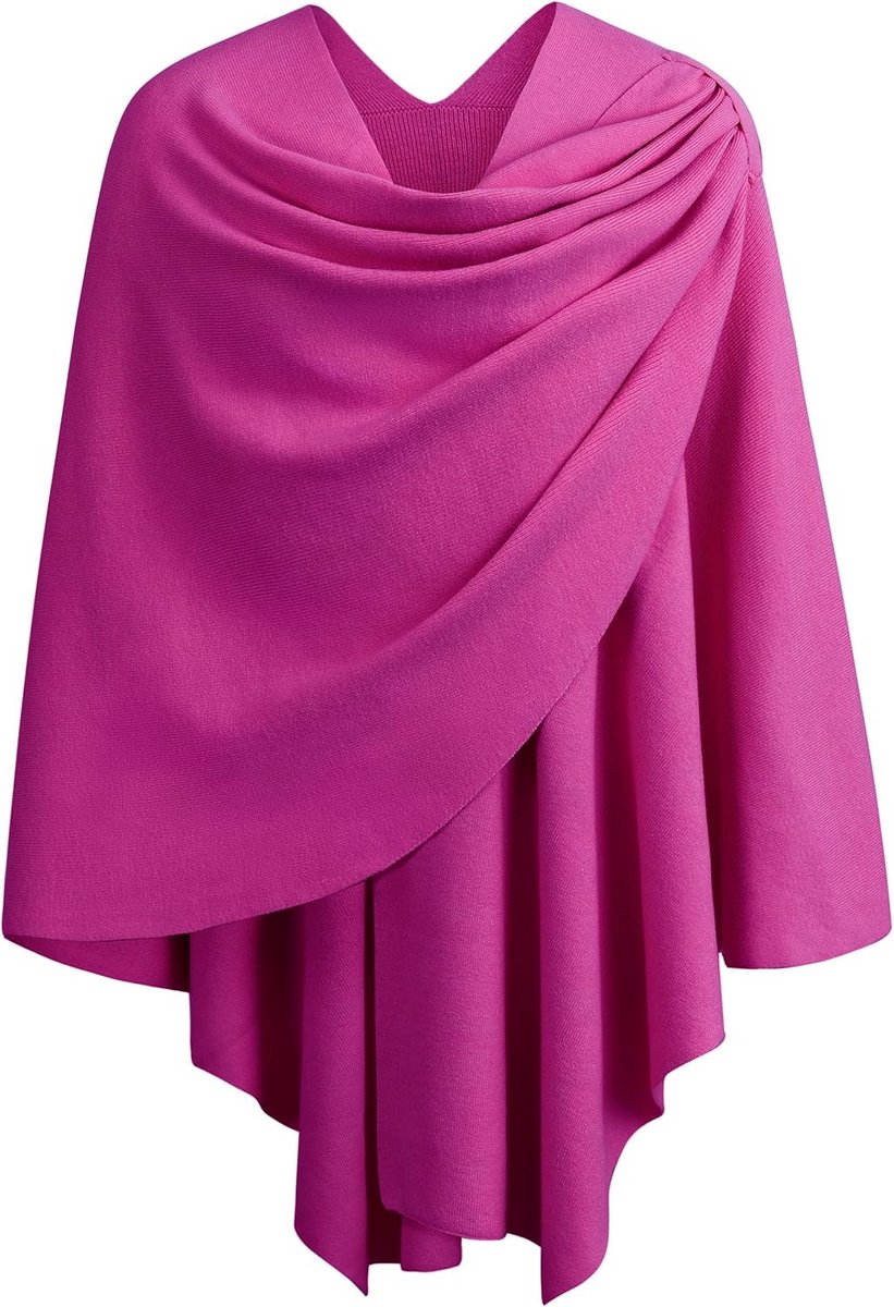 Dames Sjaal Wrap Gekruiste Voorkant - Elegante Poncho Cape Vest uit Viscose - Fijne Gebreide Avond Cape met Lus