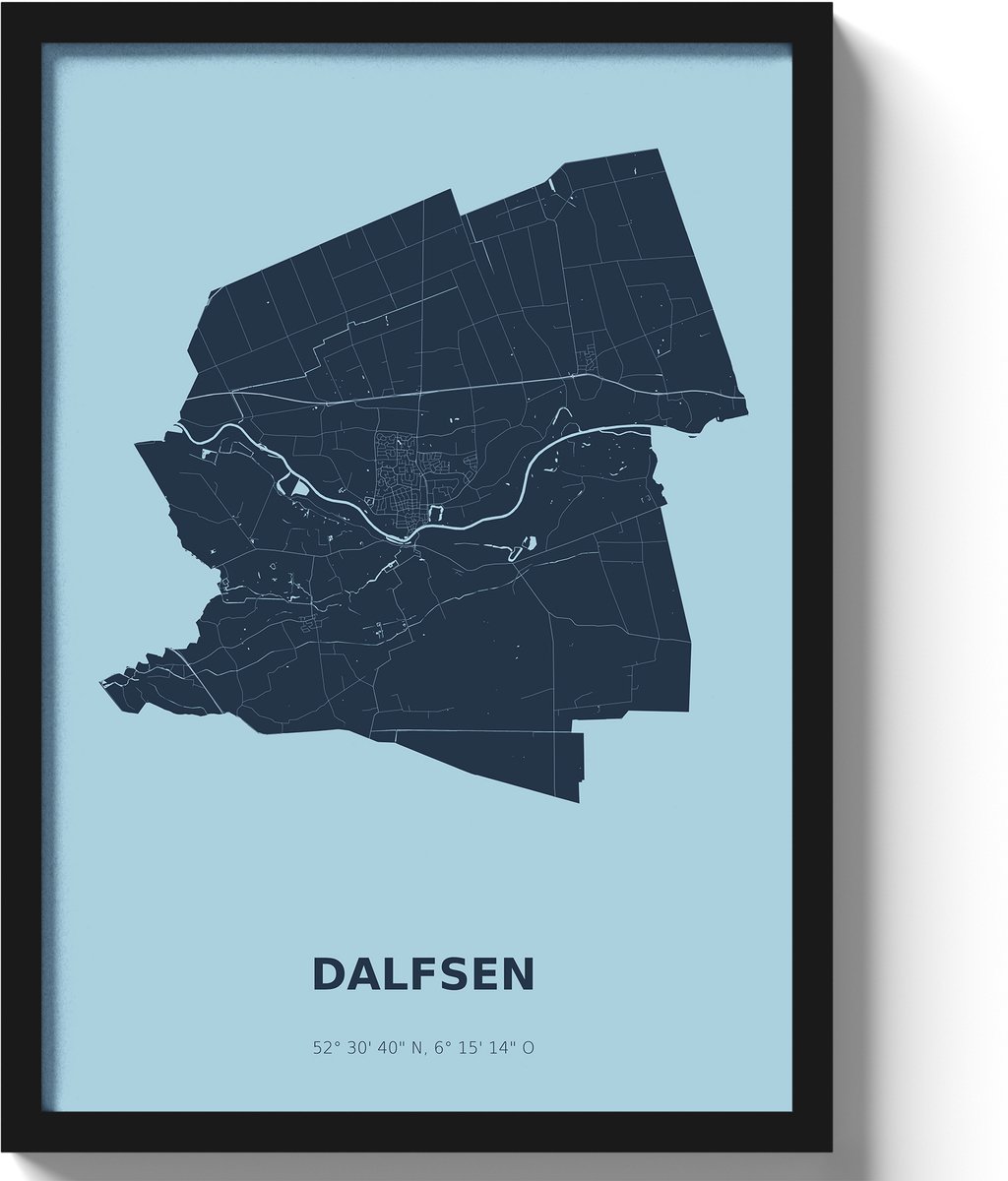 Poster Dalfsen A3 - 30 x 42 cm - Blauw (Exclusief Lijst)
