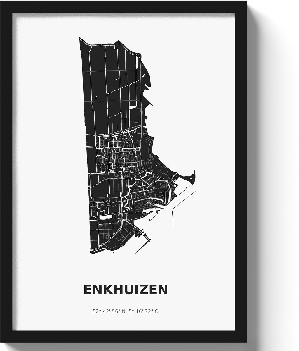 Poster Enkhuizen A3 - 30 x 42 cm - Zwart/Wit (Exclusief Lijst)