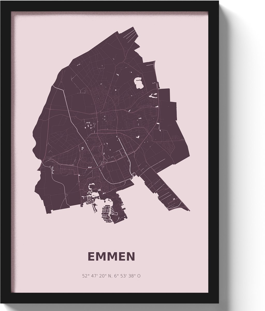 Poster Emmen A3 - 30 x 42 cm - Paars (Exclusief Lijst)
