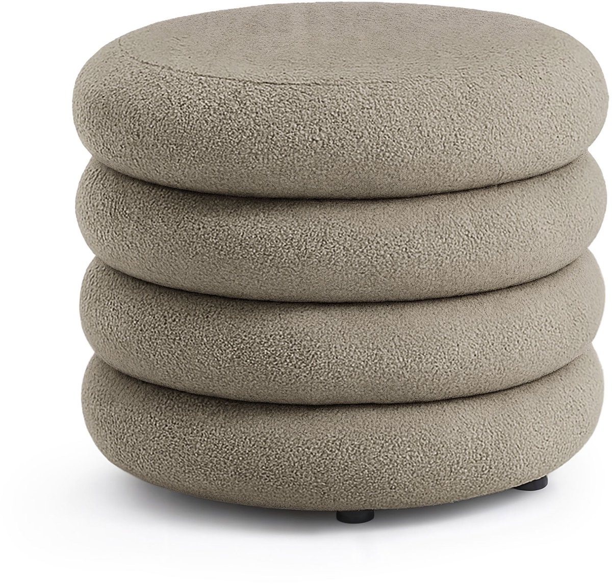Pouf van Teddy Stof met Opbergruimte MOLLIS 55 cm / Gestoffeerde Poef / Ronde Poef / Woonkamerstoel / Opbergkruk Wonen / Mokka