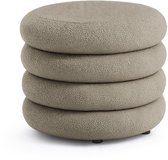 Pouf van Teddy Stof met Opbergruimte MOLLIS 55 cm / Gestoffeerde Poef / Ronde Poef / Woonkamerstoel / Opbergkruk Wonen / Mokka