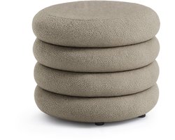 Pouf van Teddy Stof met Opbergruimte MOLLIS 55 cm / Gestoffeerde Poef / Ronde Poef / Woonkamerstoel / Opbergkruk Wonen / Mokka