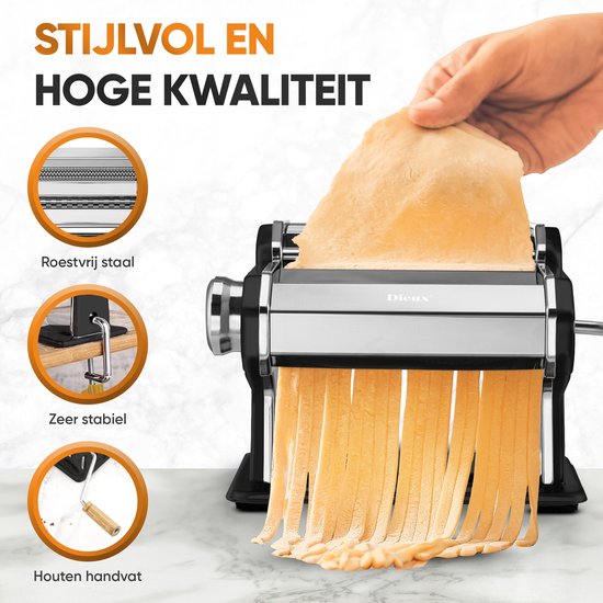 Dieux - Pastamachine Set - Zwart - Pastamaker - Inclusief Pasta Tools - Houten handvat - RVS - Pasta - Ravioli - Keukengerei - Housewarming cadeau van Merkloos — afbeelding 4