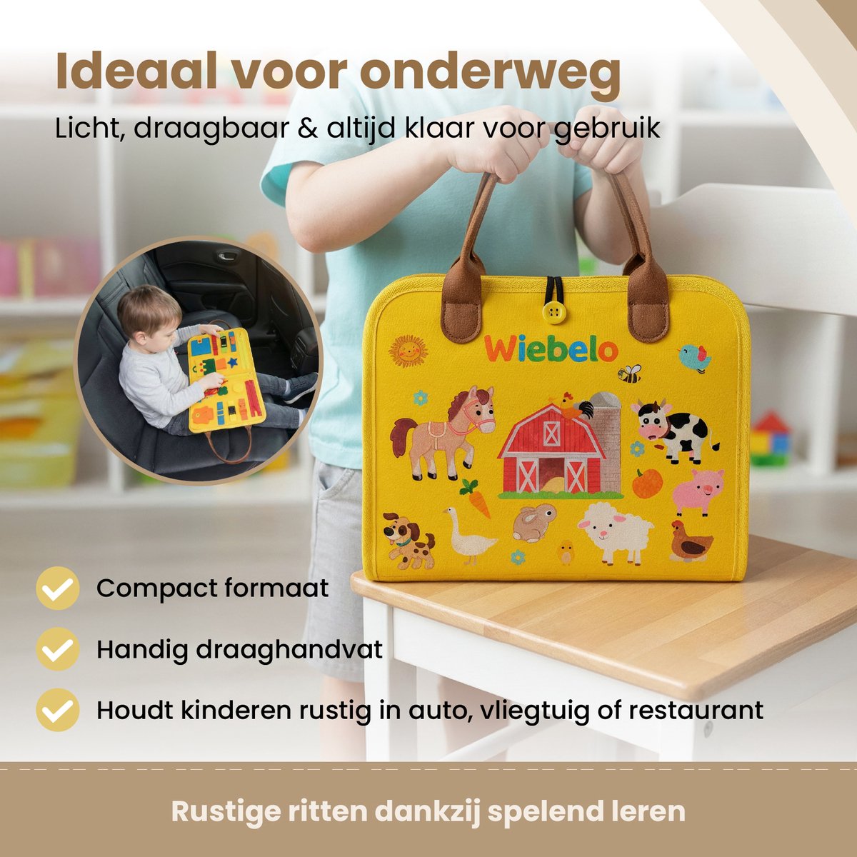 Wiebelo – Montessori Activiteitenboek – Sensorisch Speelgoed – Busy Board – Activiteitenbord – Doeboek – Busy Book — afbeelding 6