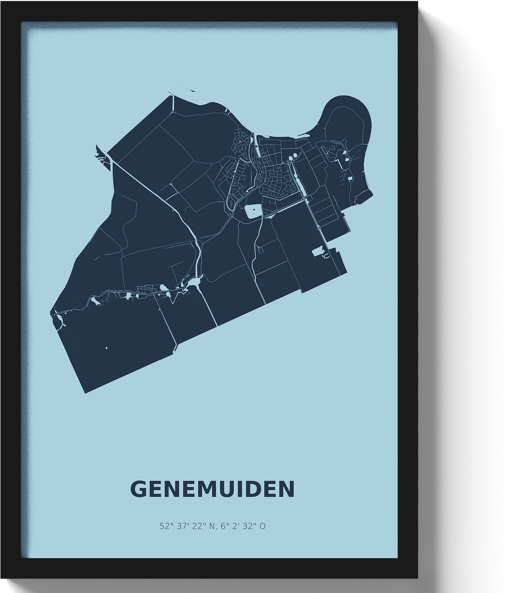 Poster Genemuiden A2 - 42 x 59,4 cm - Blauw (Exclusief Lijst)