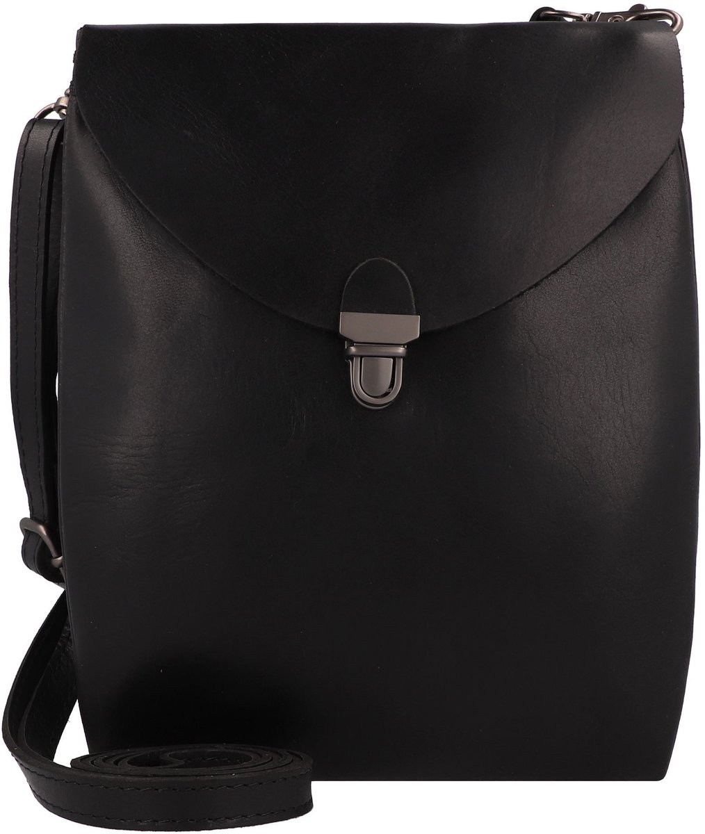 HAROLD'S Leren Schoudertas Fold Handbag Clutch Up Black Zwart