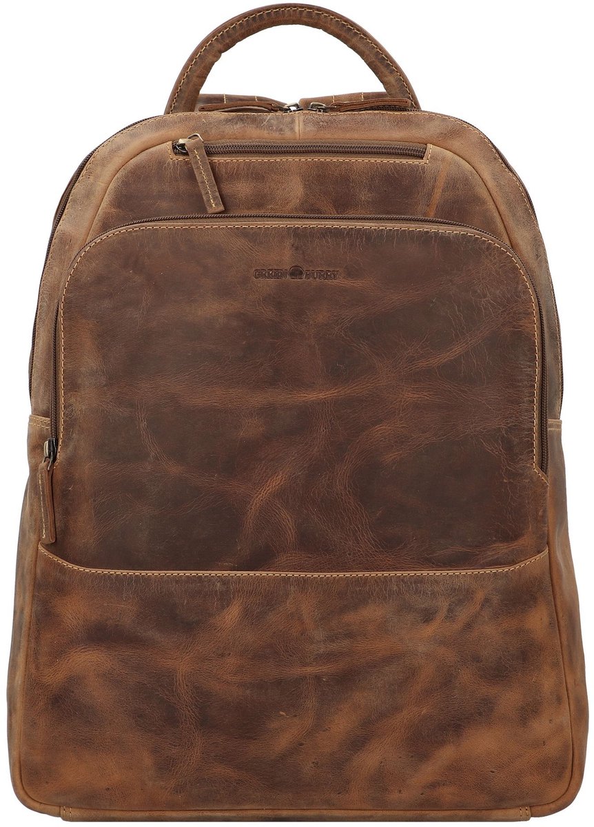 GREENBURRY rugzak met laptopvak Vintage Business Backpack Brown bruine