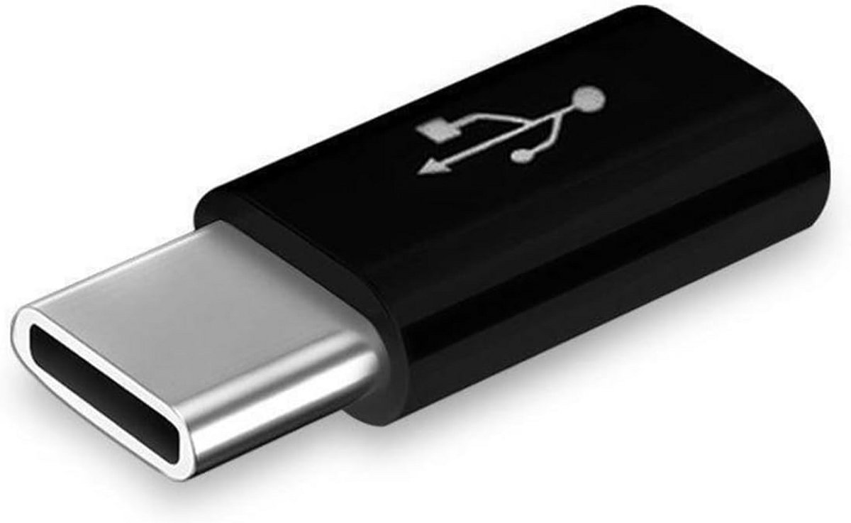 Micro-USB naar USB-C Adapter - Oplaad- en Dataoverdracht Converter - Zwart