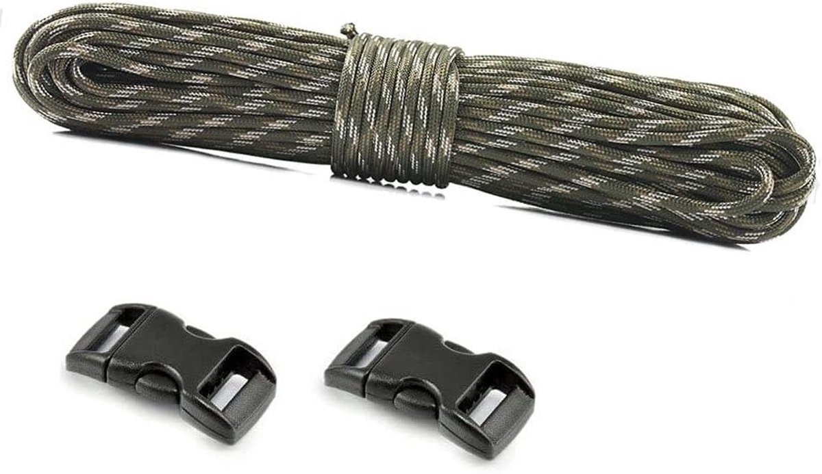 Ronte - Nylon touw 100 voet voor outdoor activiteiten (camouflage groen) met 10 strengen