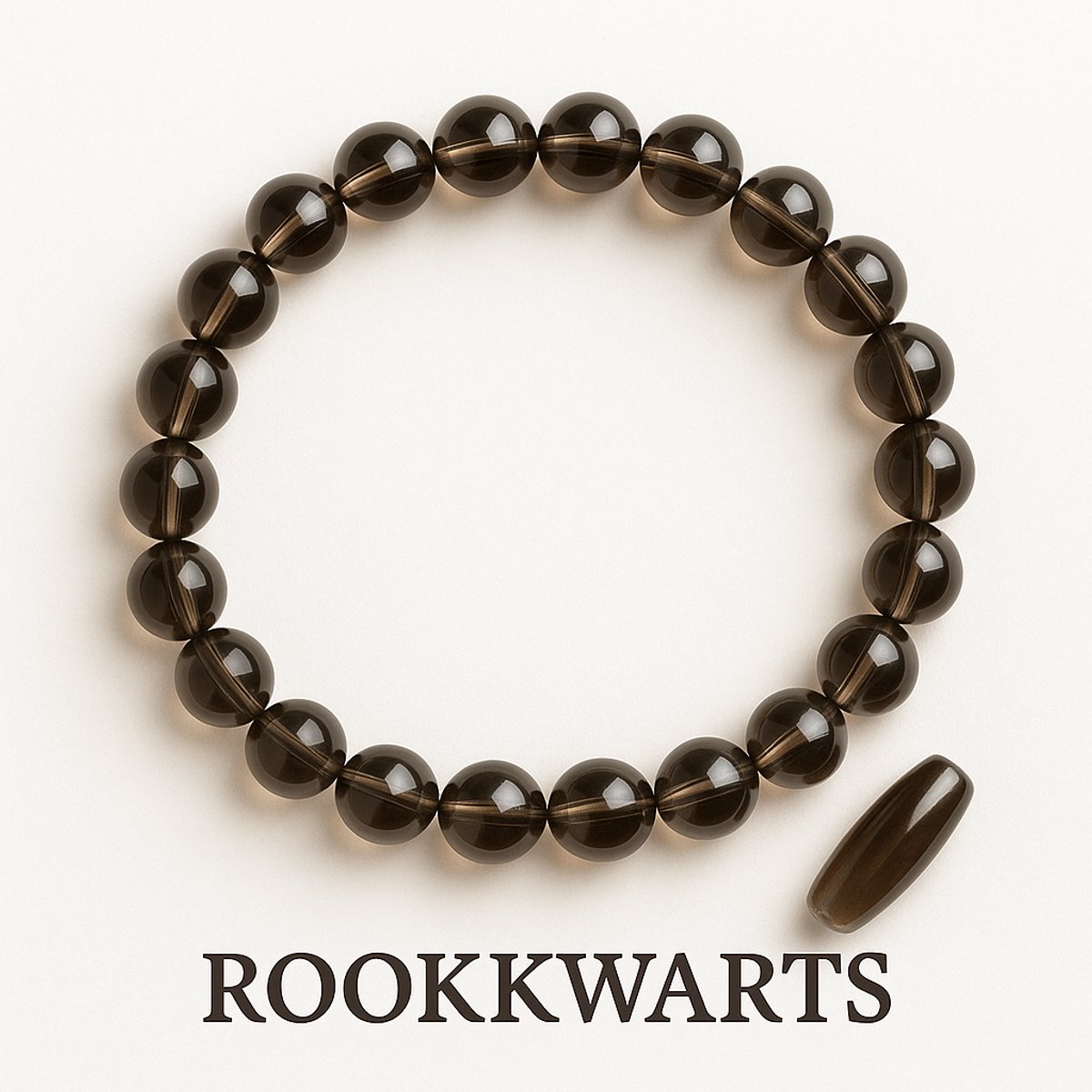S4H Rookkwarts Edelstenen armband 8mm kralen / size 17cm