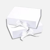 Cadeaudoos - 2 Stuks - Wit - Magneetdoos - Wit Lint - Geschenkdoos met Deksel - Giftbox Leeg - Valentijn