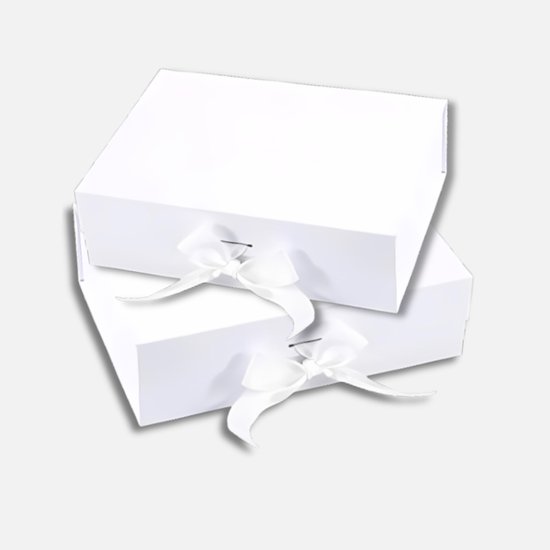 Cadeaudoos - 2 Stuks - Wit - Magneetdoos - Wit Lint - Geschenkdoos met Deksel - Giftbox Leeg - Valentijn