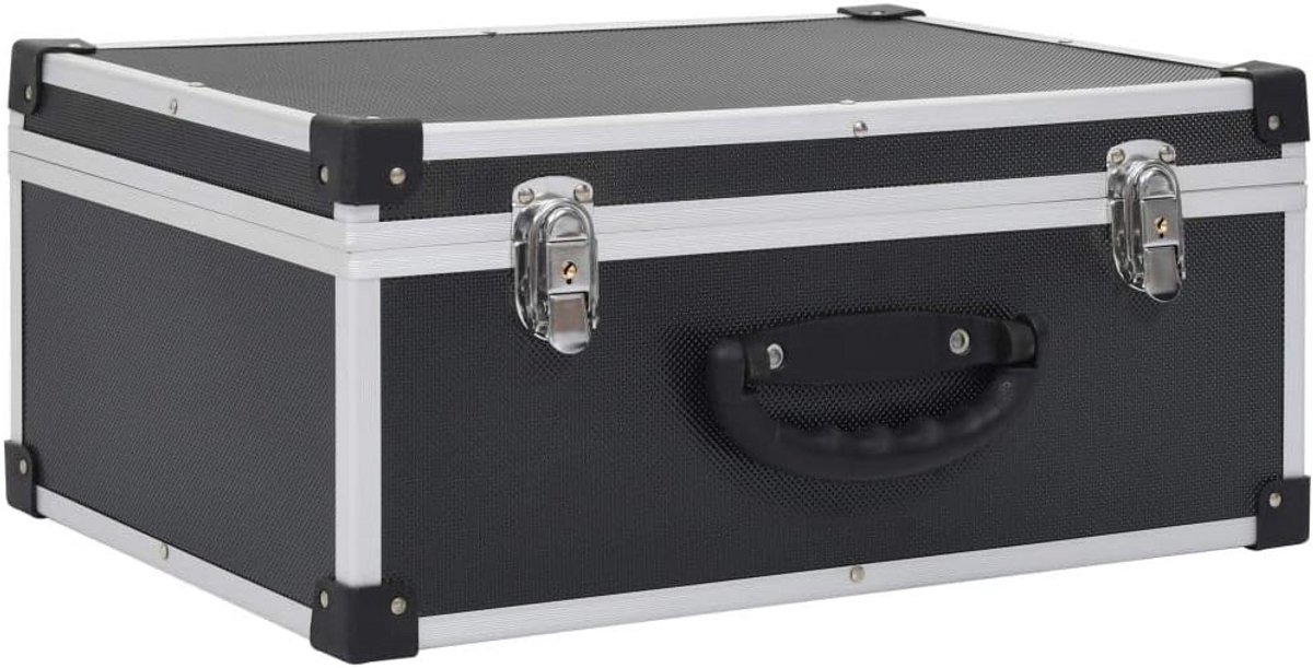 CD-koffer aluminium afwerking zwart ABS houten krat opbergbox organizer